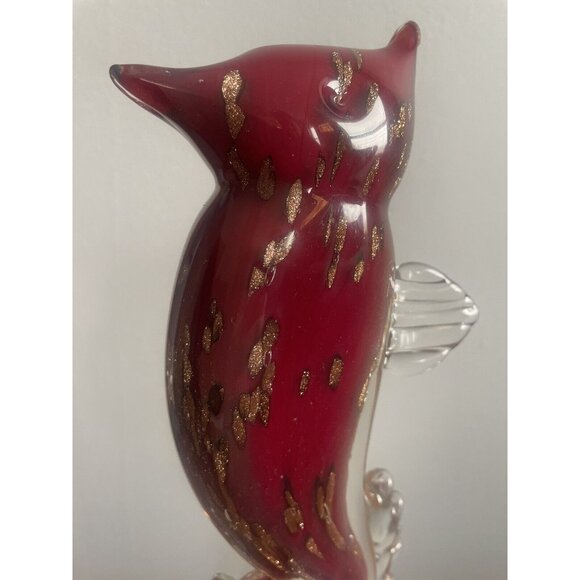 Murano Other - MURANO GOLD FLECK RED GLASS LARGE SEAHORSE SCULPTURE BUBBLE BULLICANTE 11"